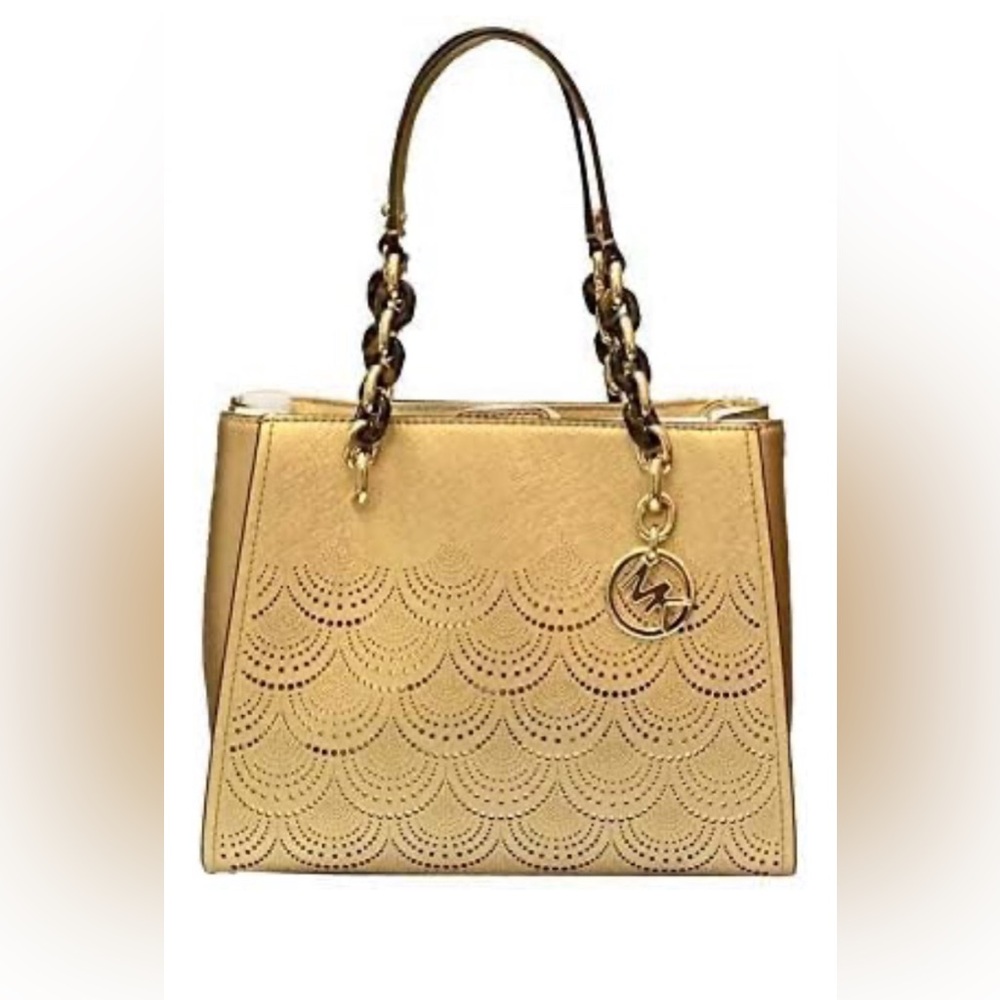 Michael Kors Sofia Laser Perforated Leather Gold … - image 3
